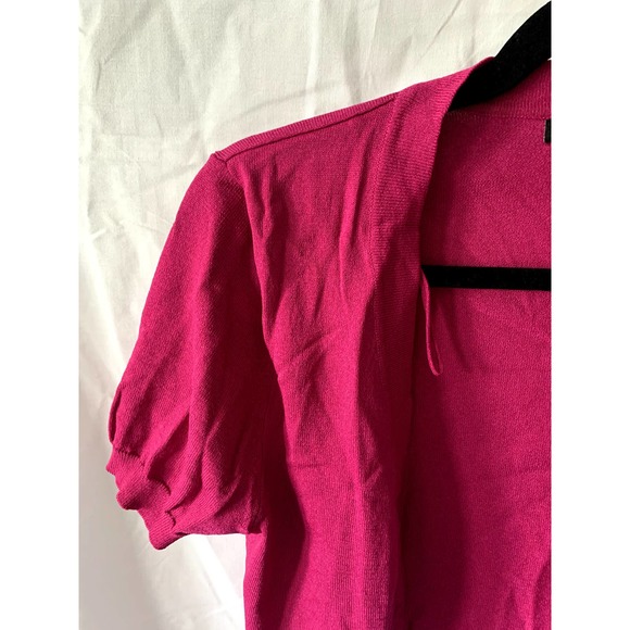 Helene Blake Cropped Cardigan Short Sleeve Sweater Sz 6 Fuchsia Pink - Picture 3 of 5